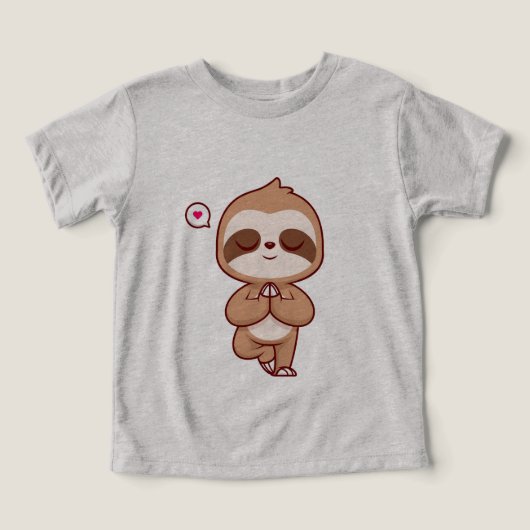 キュートなナマケモノの瞑想ヨガTシャツ | おもしろいヨガ ア (デザイン正面)