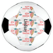 キュートなナマケモノ柄のモノグラム名入りサッカーボール サッカーボール (回転)