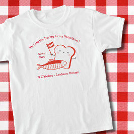 キュートなニシンと白パンライデン解放 赤 白 Tシャツ