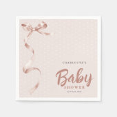 キュートなニュートラルなリボン女の子ベビーシャワー スタンダードカクテルナプキン (正面)