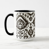 キュートなニュートラルな白黒イカットの部族模様 マグカップ (左)