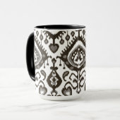 キュートなニュートラルな白黒イカットの部族模様 マグカップ (正面左)