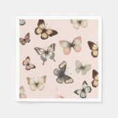 キュートなニュートラルな蝶、ミュートされたトーン淡い色のピンク スタンダードカクテルナプキン (正面)