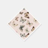 キュートなニュートラルな蝶、ミュートされたトーン淡い色のピンク スタンダードカクテルナプキン (角)