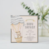 キュートなニュートラルウッドランド動物園の動物の赤ちゃんシャワー 招待状 (スタンド正面)
