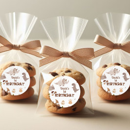 キュートなニュートラル恐竜誕生日シール ラウンドシール