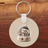 キュートなニードルフェルトの雪だるまのスノーグローブ キーホルダー (裏面)