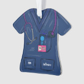 キュートなネイビーパーソナライズされたナーススクラブクリスマス オーナメント (正面)