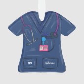 キュートなネイビーパーソナライズされたナーススクラブクリスマス オーナメント (裏面)