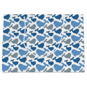 キュートなネイビーブルーグレークジラ ラージペーパーバッグ (正面)