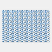 キュートなネイビーブルーグレーホエールキッズ ラッピングペーパーシート (正面3)