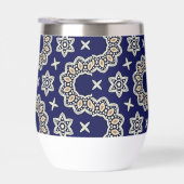 キュートなネイビーホワイト&金ゴールドマンダラドットアートデザイン (右面)