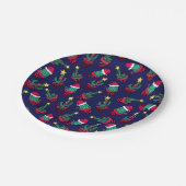 キュートなネイビー飾ブサボテンの木のクリスマスライト ペーパープレート (アングル)