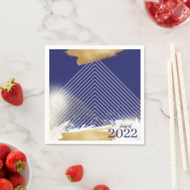 キュートなネイビー&金ゴールド額卒業パーティナプキンス スタンダードカクテルナプキン