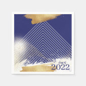 キュートなネイビー&金ゴールド額卒業パーティナプキンス スタンダードカクテルナプキン (正面)