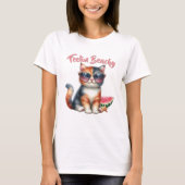 キュートなネコのビーチスタイル Tシャツ (正面)