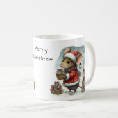 キュートなネズミ包まれたとギフトSanta Hat コーヒーマグカップ (正面右)