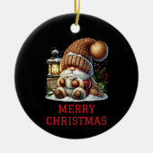 キュートなノーム クリスマス セラミックオーナメント (正面)