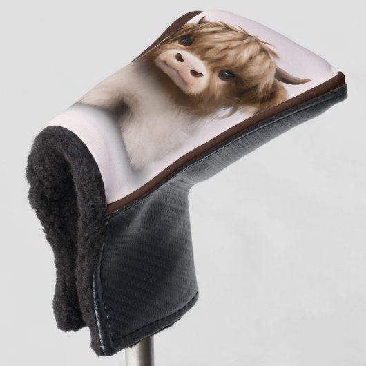 キュートなハイランズスコティッシュカウズ ゴルフヘッドカバー (3/4 正面)