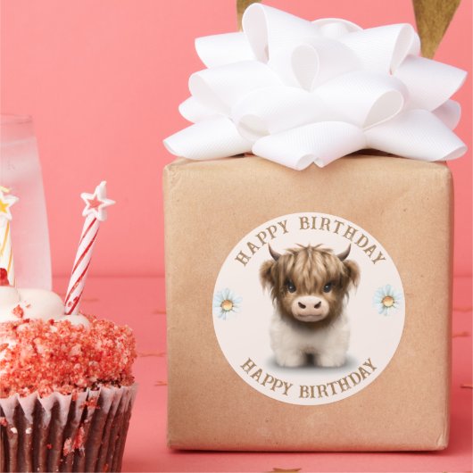 キュートなハイランズスコティッシュカウズ ラウンドシール (パーティー)