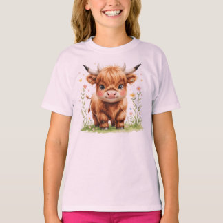 キュートなハイランドカウのキッズTシャツ Tシャツ