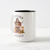 キュートなハイランドカウサンクスギビング恵み ツートーンマグカップ (正面左)