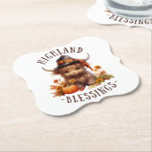 キュートなハイランドカウサンクスギビング恵み ペーパーコースター (アングル)