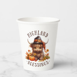 キュートなハイランドカウサンクスギビング恵み 紙コップ