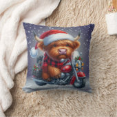 キュートなハイランドモータークリスマスカウズ クッション (ブランケット)
