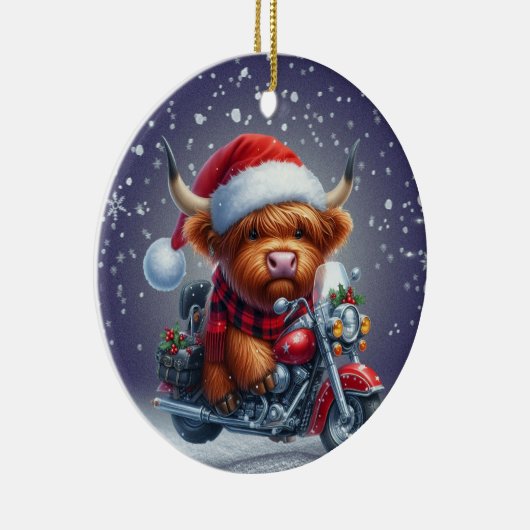 キュートなハイランドモータークリスマスカウズ セラミックオーナメント (右)