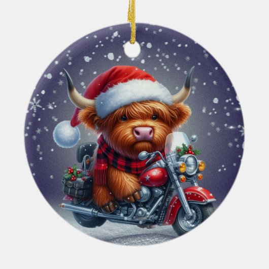 キュートなハイランドモータークリスマスカウズ セラミックオーナメント (裏面)