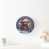 キュートなハイランドモータークリスマスカウズ ラウンド壁時計 (ホーム)