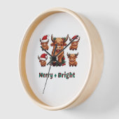 キュートなハイランド牛のメリークリスマスと明るいスコット 壁時計 (傾斜)