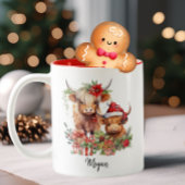 キュートなハイランド牛ふくらはぎクリスマスサンタハット ツートーンマグカップ