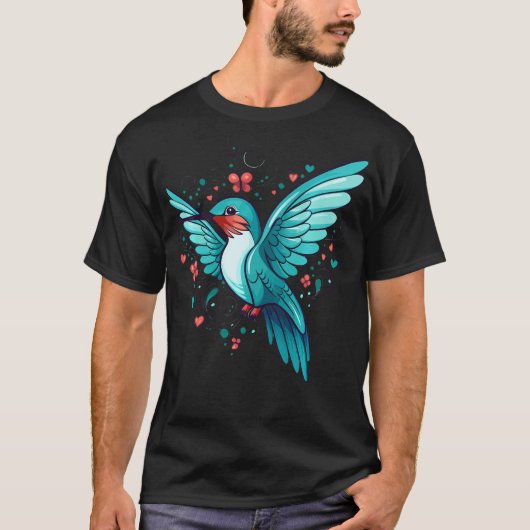 キュートなハチドリと花 I Tシャツ (正面)