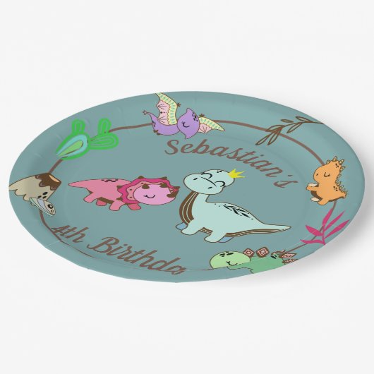 キュートなハッピーウィズバースデーパーティー ペーパープレート (アングル)