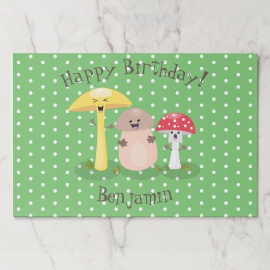 キュートなハッピーキノコ菌漫画イラストレーション ペーパーパッド (正面)