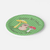 キュートなハッピーキノコ菌漫画イラストレーション ペーパープレート (アングル)