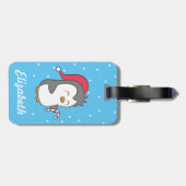 キュートなハッピークリスマスペンギン飴子供へ杖 ラゲッジタグ (裏面横)