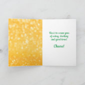 キュートなハッピーニューイヤー豚と蝶ネクタイとグリッター カード (内部)