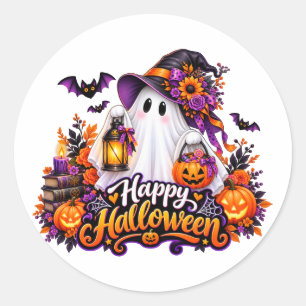 キュートなハッピーハロウィンガスト - スプーキー&カラフル ラウンドシール