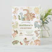 キュートなハッピー恐竜3番目の誕生日3 招待状 (スタンド正面)