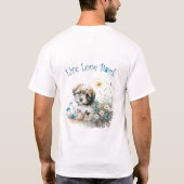 キュートなハバニーズの犬の花柄 Tシャツ (裏面)