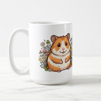 "キュートなハムスターと野の花のツートン コーヒーマグカップ