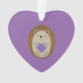 キュートなハリネズミと紫のハート オーナメント (裏面)