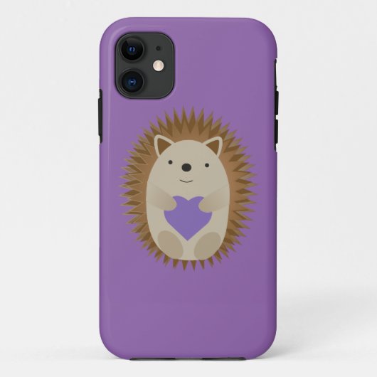キュートなハリネズミと紫のハート Case-Mate iPhoneケース (裏面)