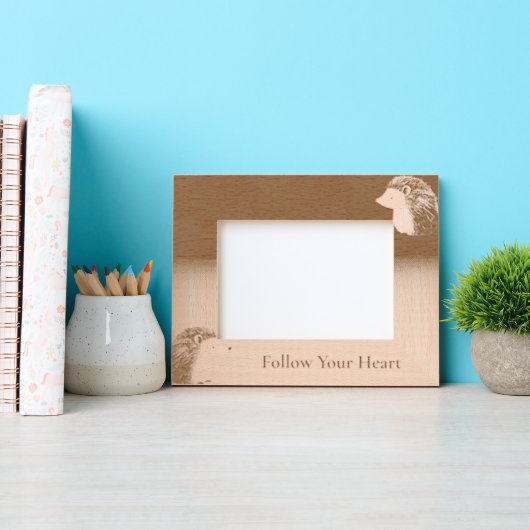 キュートなハリネズミの茶色の動物 レーザー彫刻フレーム (正面)