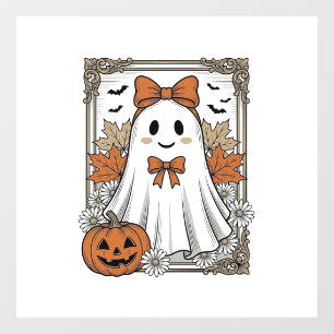 キュートなハロウィンのおばけのビンテージ風彫刻Tシャツデザイン ウィンドウサイン