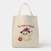 キュートなハロウィンのおばけトートバッグ「怖がらせるにはかわいすぎる" トートバッグ (裏面)