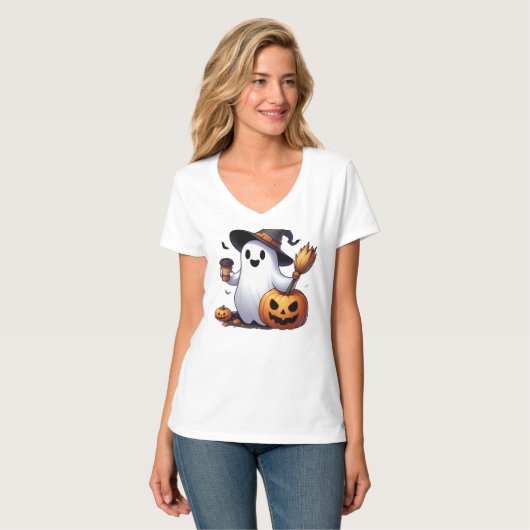キュートなハロウィンのおばけ  Tシャツ (正面フル)